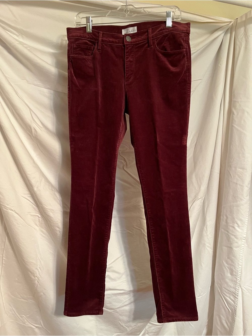 LOFT Women's Deep Burgundy Corduroy Skinny Jeans